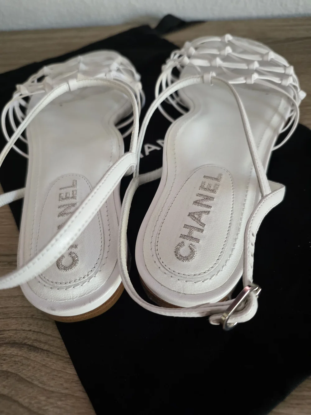 Chanel Strappy Sandals Size 37.5 Us Size 7